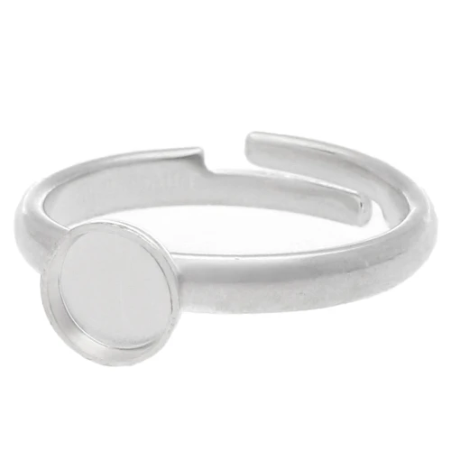 6mm 925 Sterling Silver Adjustable ring for flat back cabochon x1