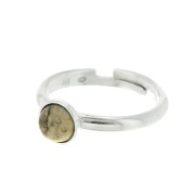 6mm 925 Sterling Silver Adjustable ring for flat back cabochon x1