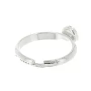 6mm 925 Sterling Silver Adjustable ring for flat back cabochon x1