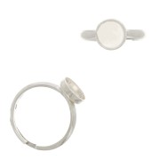 8mm 925 Sterling Silver Adjustable ring for flat back cabochon x1|raw }}