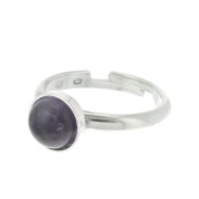 8mm 925 Sterling Silver Adjustable ring for flat back cabochon x1