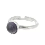 8mm 925 Sterling Silver Adjustable ring for flat back cabochon x1