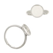 10mm 925 Sterling Silver Adjustable ring for flat back cabochon x1