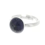 10mm 925 Sterling Silver Adjustable ring for flat back cabochon x1