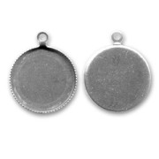 Pendant cabochon setting oval-shaped 12mm Old silver tone x1