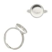 12mm 925 Sterling Silver Adjustable ring for flat back cabochon x1