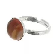 12mm 925 Sterling Silver Adjustable ring for flat back cabochon x1