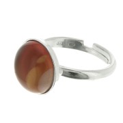 15mm 925 Sterling Silver Adjustable ring for flat back cabochon x1