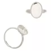 14x10mm 925 Sterling Silver Adjustable ring set for flat back cabochon x1