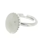 14x10mm 925 Sterling Silver Adjustable ring set for flat back cabochon x1