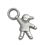 Boy charm 26mm Antique Silver Plating x1