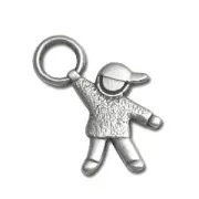 Boy charm 26mm Antique Silver Plating x1