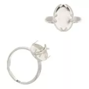 14x10mm 925 Sterling Silver Adjustable ring set for flat back cabochon x1