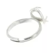 14x10mm 925 Sterling Silver Adjustable ring set for flat back cabochon x1