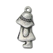 Girl charm 25mm Antique Silver Plating x1