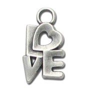 Love charm 17mm Antique Silver Plating x1