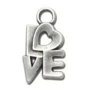 Love charm 17mm Antique Silver Plating x1