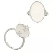 18x13mm 925 Sterling Silver Adjustable ring set for flat back cabochon x1