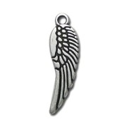 Wing charm 32mm Antique Silver Plating x1