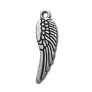 Wing charm 32mm Antique Silver Plating x1