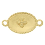 15x8.5mm Oval medal connector with cross pattern - Fine Gold Plated x1|raw }}