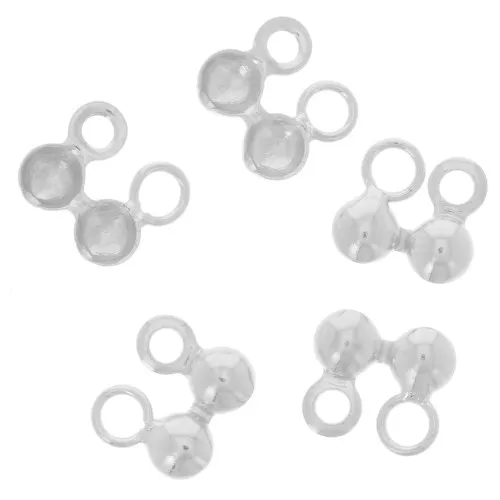 3MM 925 STERLING SILVER CLAMSHELL BEAD TIP with closed ring x5