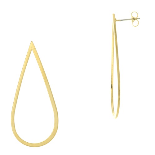 50x22mm Hollow drop earstuds - 3 micron Gold Plated x2