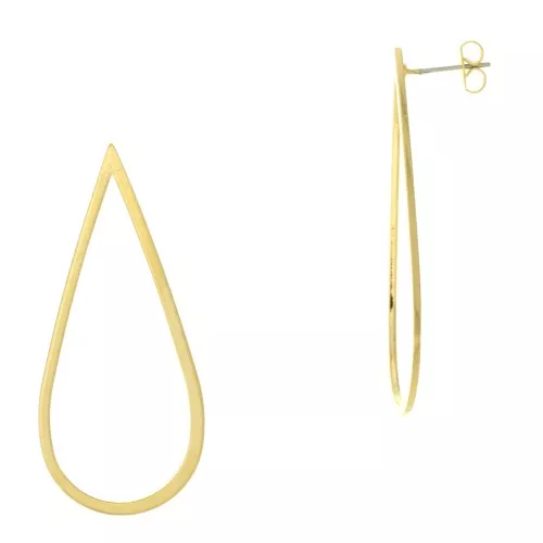 50x22mm Hollow drop earstuds - 3 micron Gold Plated x2