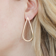 50x22mm Hollow drop earstuds - 3 micron Gold Plated x2