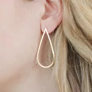 50x22mm Hollow drop earstuds - 3 micron Gold Plated x2