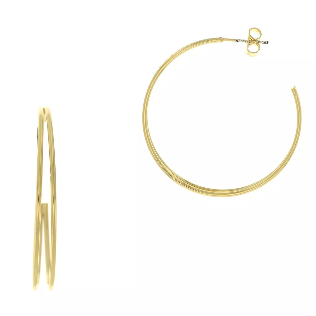 35mm wires hoop earrings micron Gold Plated x2 Perles Co