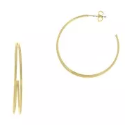 35mm 2 wires hoop earrings - 3 micron Gold Plated x2