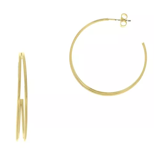 35mm 2 wires hoop earrings - 3 micron Gold Plated x2