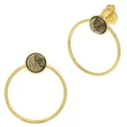 23x20mm Hollow circle earstuds for 6 mm cabochon - Fine Gold Plated x2