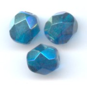 Fire Polished faceted round beads 6mm Capri Blue AB x25