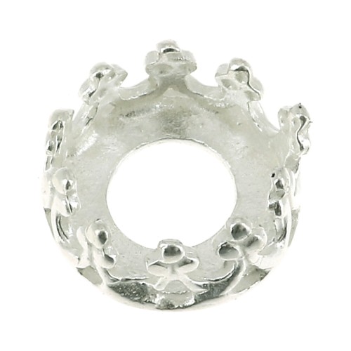 925 Sterling Silver round setting - crown pattern - for 6mm cabochon x1