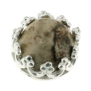 925 Sterling Silver round setting - crown pattern - for 6mm cabochon x1