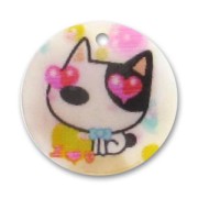 Mother-of-Pearl printed sequin 25mm Funny Cat x1|raw }}