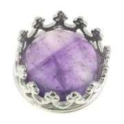 925 Sterling Silver round setting - crown pattern - for 8mm cabochon x1