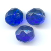 Fire Polished faceted round beads 8mm Cobalt x20