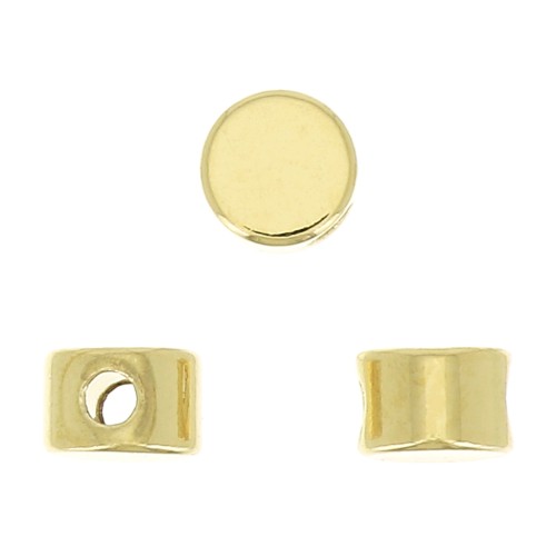 4mm Flat round bead - 3 micron Gold plated x1