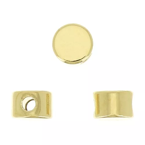 4mm Flat round bead - 3 micron Gold plated x1