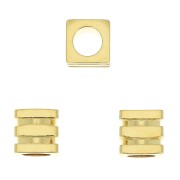 6mm Worked Cube Bead - 3 micron Gold plated x1|raw }}