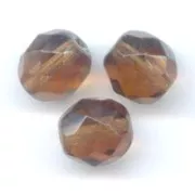 Fire Polished faceted round beads 8mm Light Smoked Topaz x20