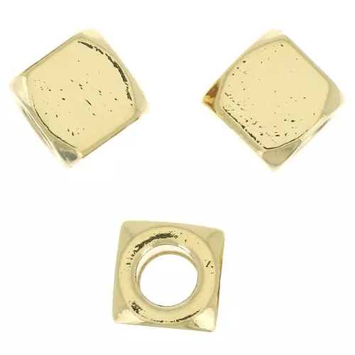 8mm Rounded cube bead - 3 micron Gold Plated x1