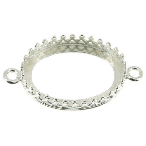 925 Sterling Silver connector setting - crown pattern - for 18 x13mm cabochon x1