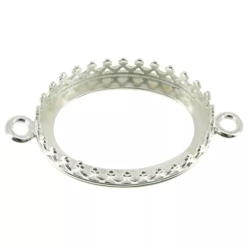 925 Sterling Silver connector setting - crown pattern - for 18 x13mm cabochon x1