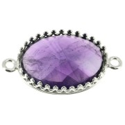 925 Sterling Silver connector setting - crown pattern - for 18 x13mm cabochon x1