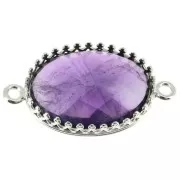 925 Sterling Silver connector setting - crown pattern - for 18 x13mm cabochon x1