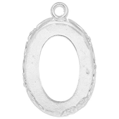 925 Sterling Silver pendant setting - Floral pattern - for 18 x13mm cabochon x1